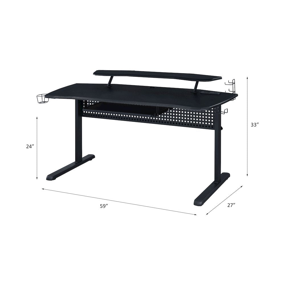 Vildre Gaming Desk w/USB Port, Black