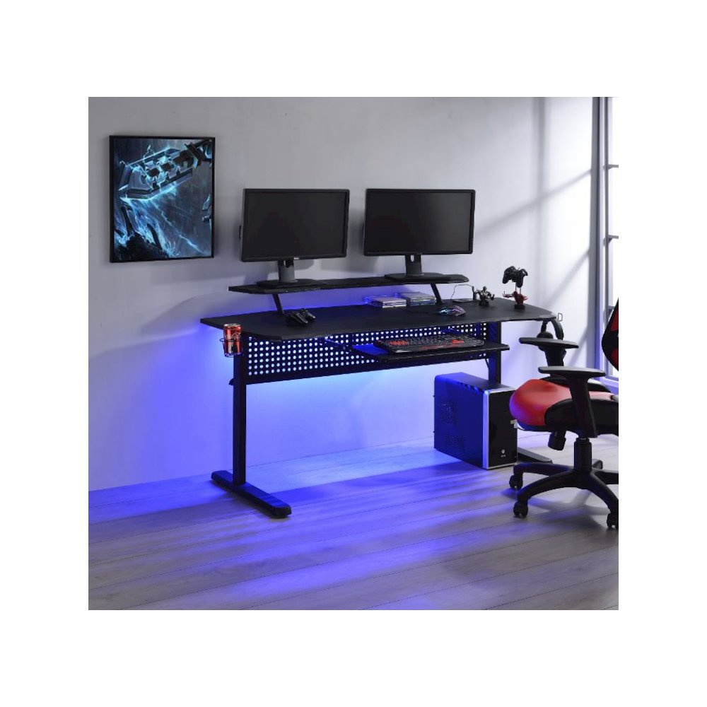 Vildre Gaming Desk w/USB Port, Black