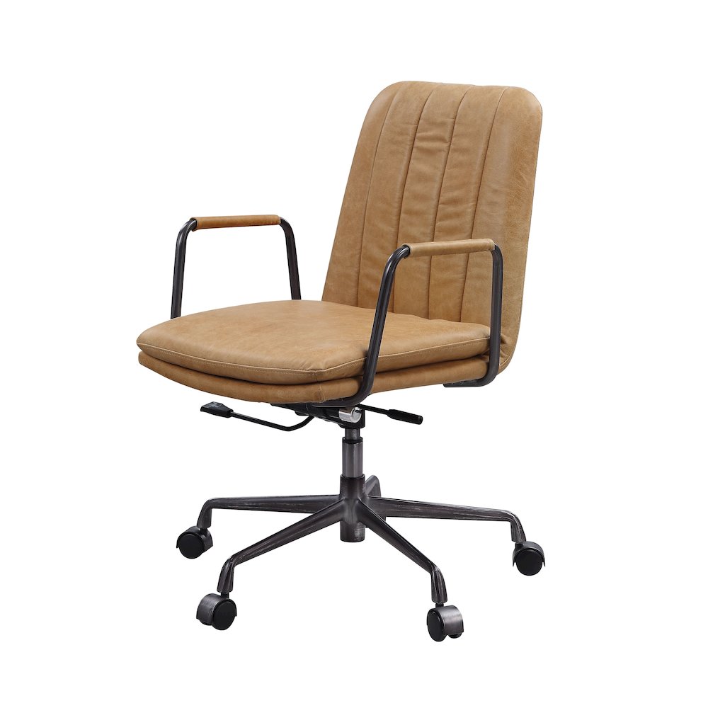 Eclarn Swivel Office Chair, Rum Top Grain Leather