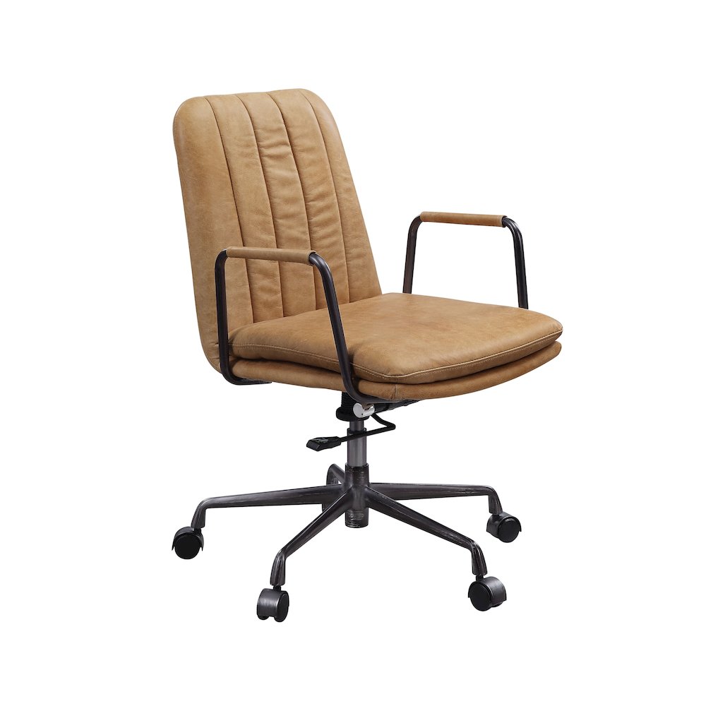 Eclarn Swivel Office Chair, Rum Top Grain Leather