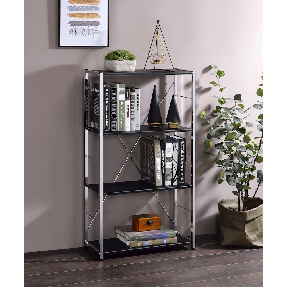 Tennos BookShelf, Black & Chrome
