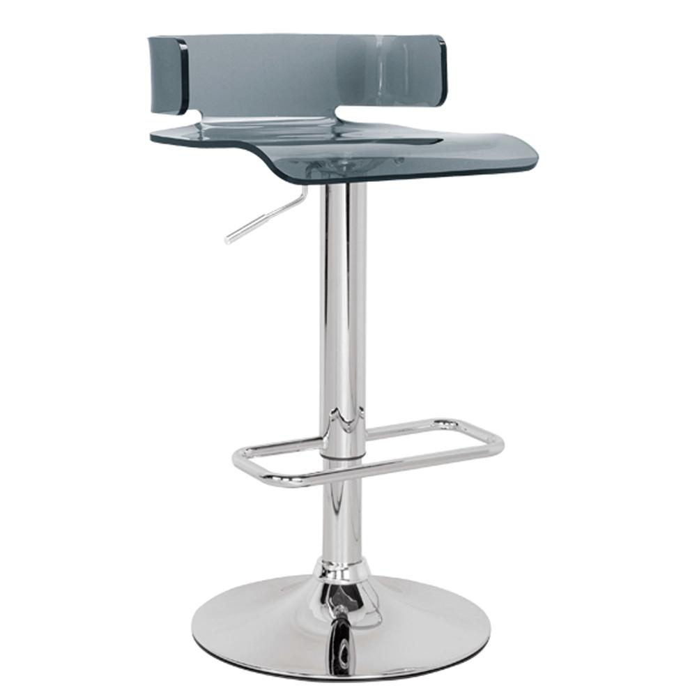 Rania Adjustable Stool w/Swivel, Gray & Chrome