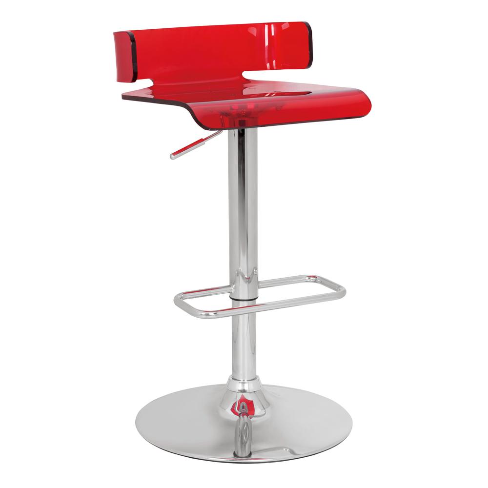 Rania Adjustable Stool w/Swivel, Red & Chrome
