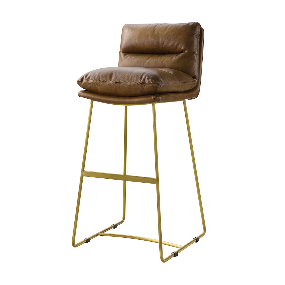 Alsey Bar Stool, Saddle Brown Top Grain Leather