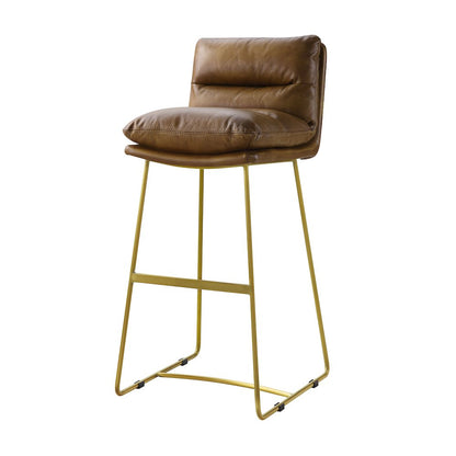 Alsey Bar Stool, Saddle Brown Top Grain Leather