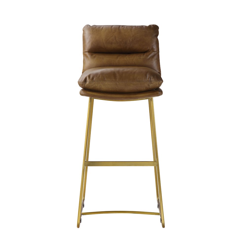 Alsey Bar Stool, Saddle Brown Top Grain Leather