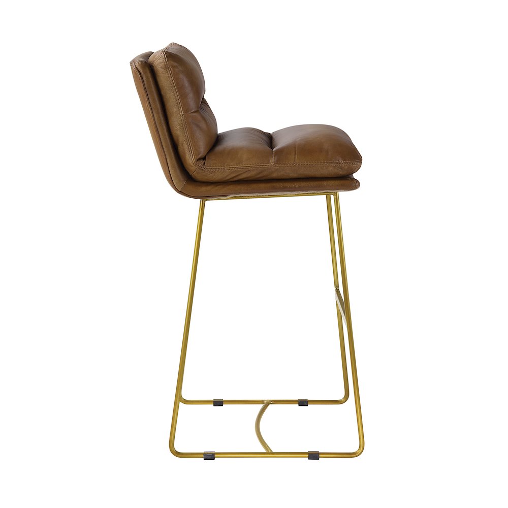 Alsey Bar Stool, Saddle Brown Top Grain Leather