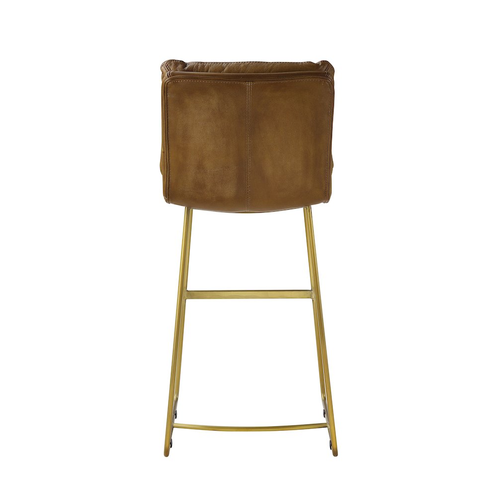 Alsey Bar Stool, Saddle Brown Top Grain Leather