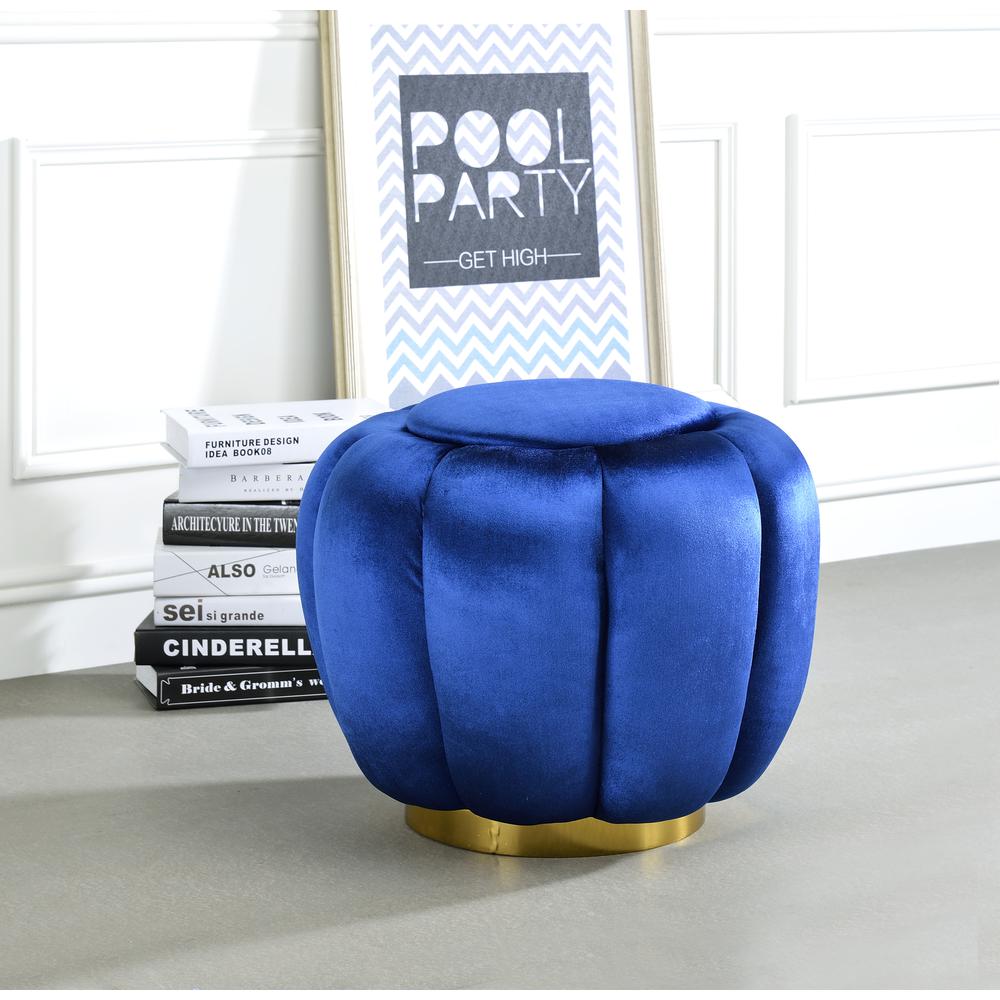 Heiress Ottoman, Sapphire Blue Velvet