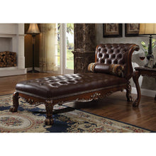Dresden Chaise w/Pillow, Leatherette & Cherry Oak