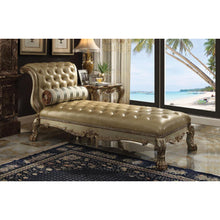Dresden Chaise w/Pillow, Bone Leatherette & Gold Patina