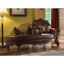 Vendome Chaise w/2 Pillows, Leatherette & Cherry