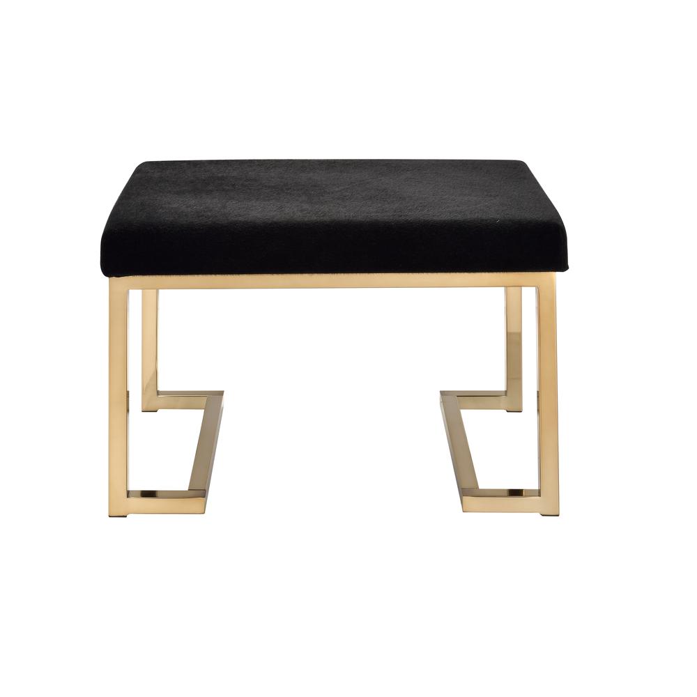 Boice Ottoman, Short Haired Faux Fur & Champagne