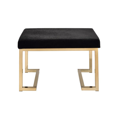 Boice Ottoman, Short Haired Faux Fur & Champagne