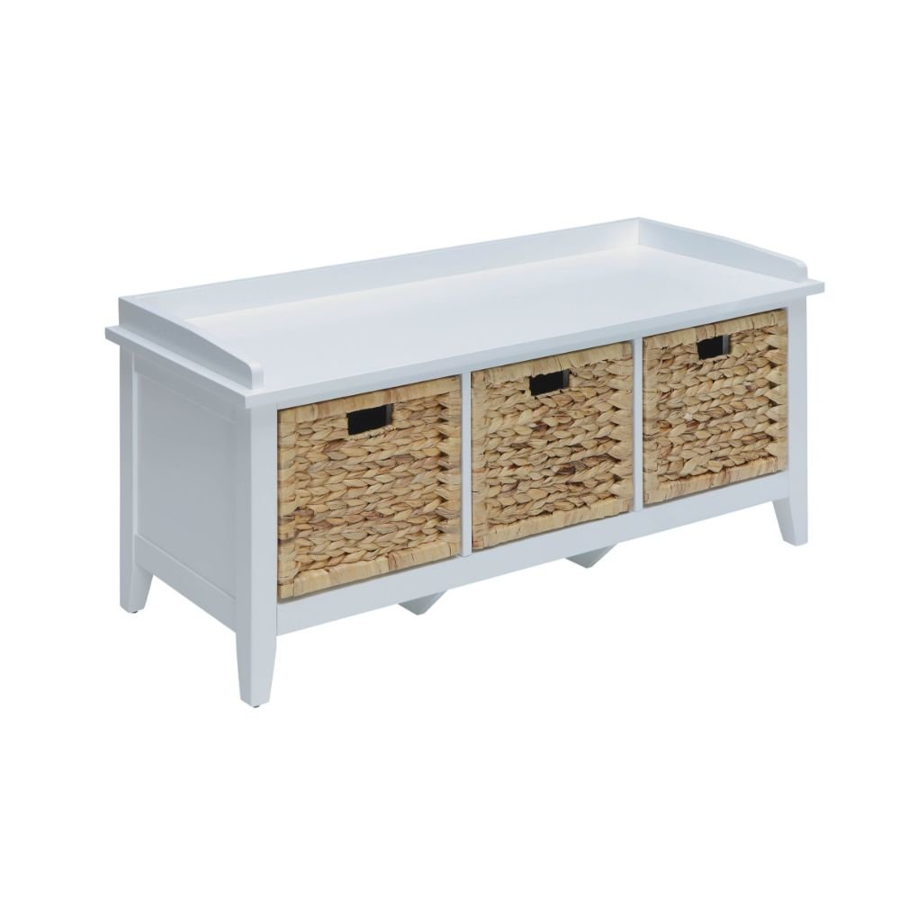 Flavius Bench w/Storage, White