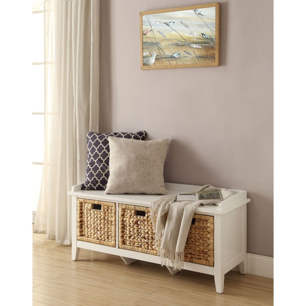 Flavius Bench w/Storage, White