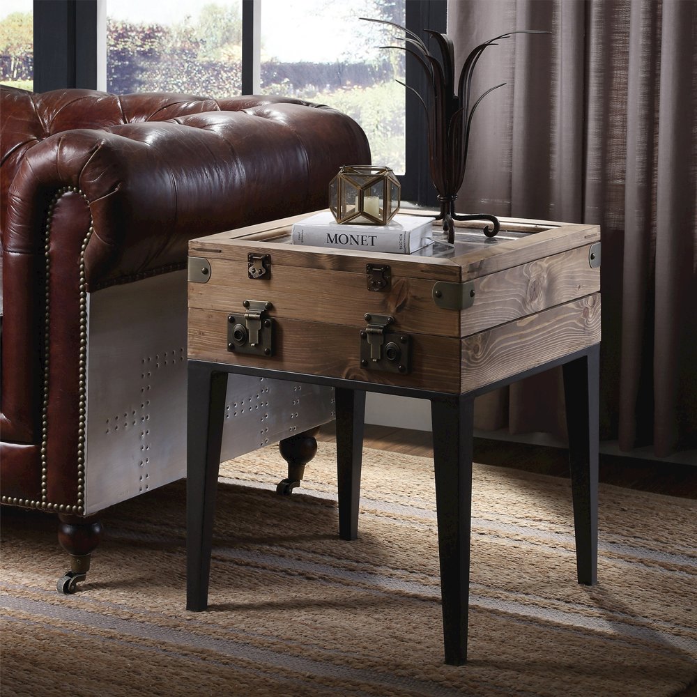 Kolin Accent Table, Rustic Oak & Matte Gray