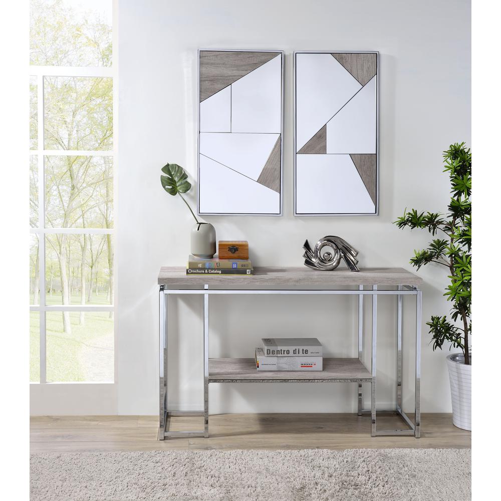 Chafik Accent Mirror (Set-2), Mirrored, Natural Oak & Chrome