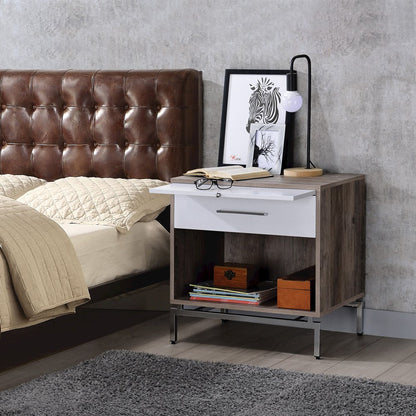 Cistus Accent Table, Weathered Gray Oak & White