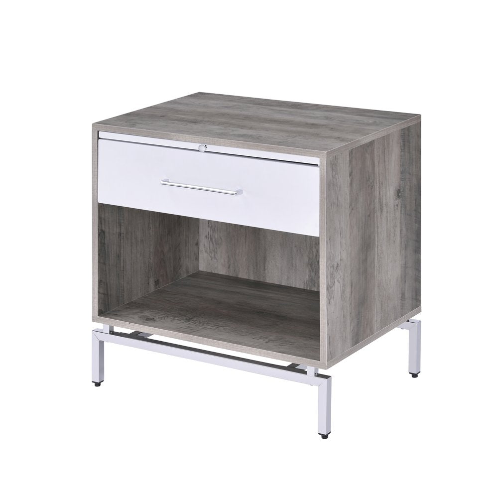 Cistus Accent Table, Weathered Gray Oak & White