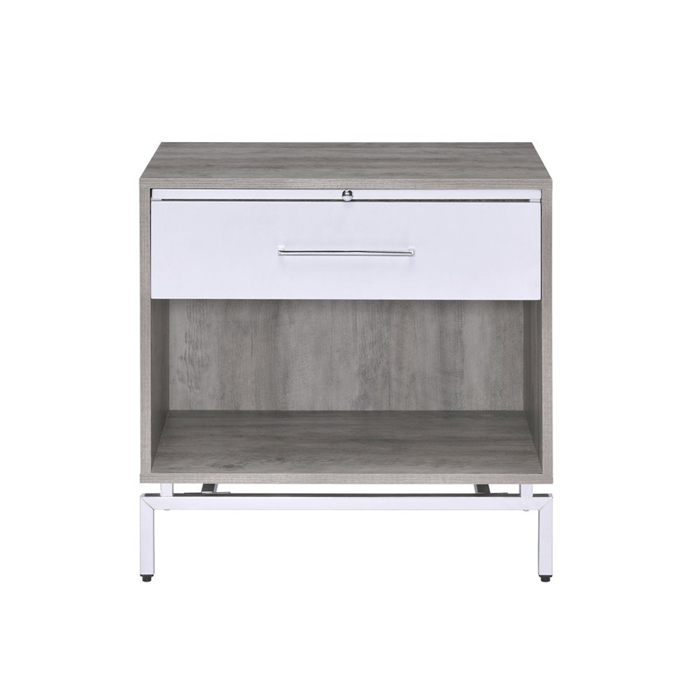 Cistus Accent Table, Weathered Gray Oak & White