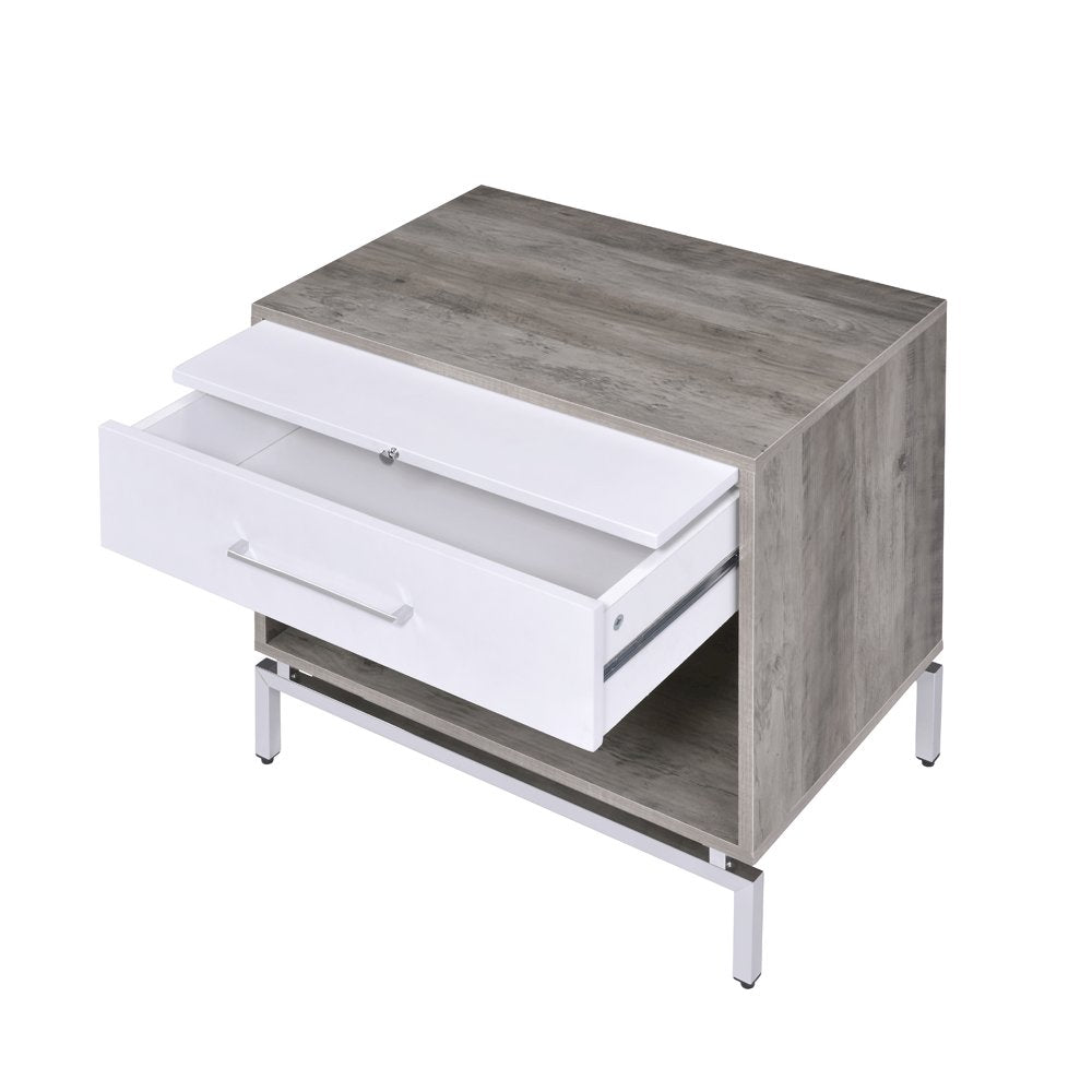Cistus Accent Table, Weathered Gray Oak & White
