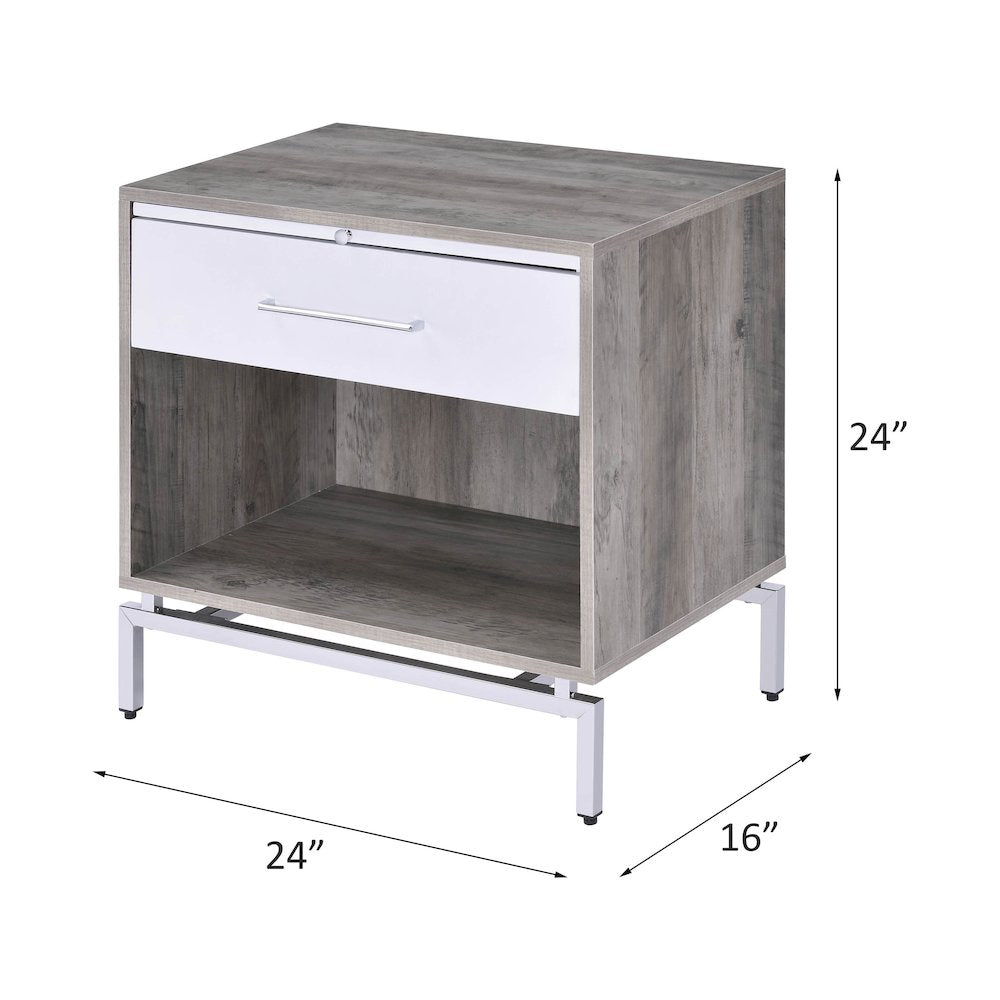 Cistus Accent Table, Weathered Gray Oak & White