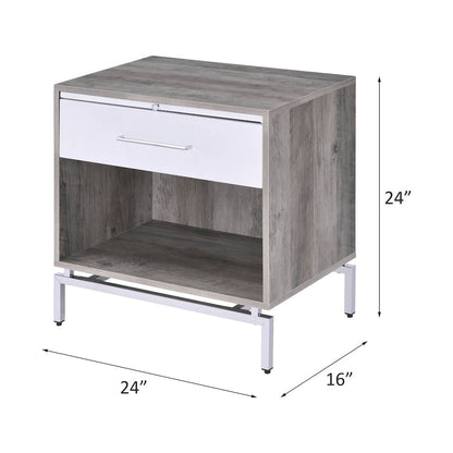 Cistus Accent Table, Weathered Gray Oak & White