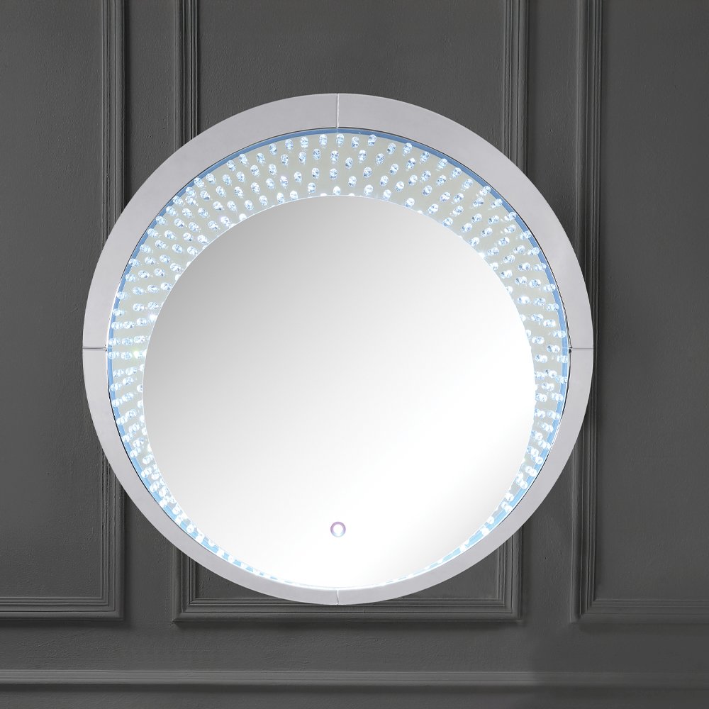 Nysa Accent Mirror w/LED, Mirrored & Faux Crystals