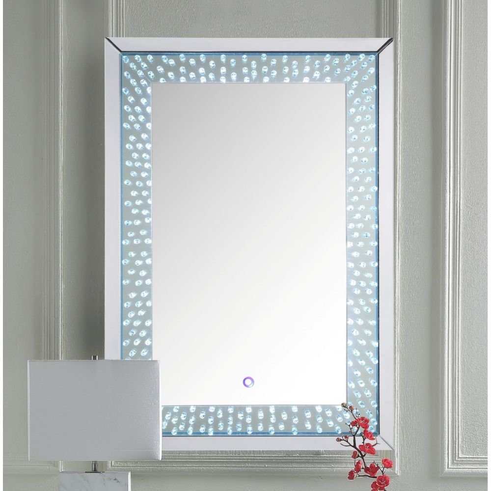 Nysa Accent Mirror w/LED, Mirrored & Faux Crystals