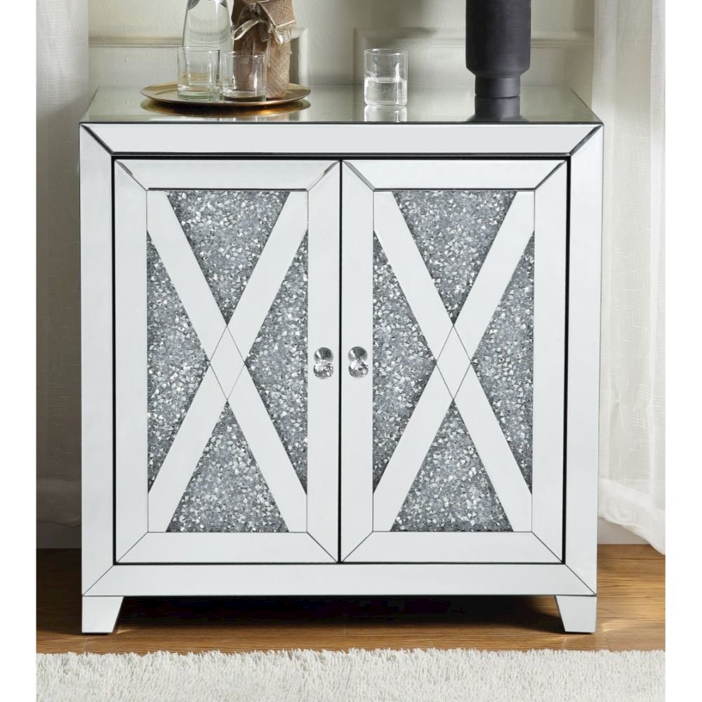 Noralie Console Table, Mirrored & Faux Diamonds