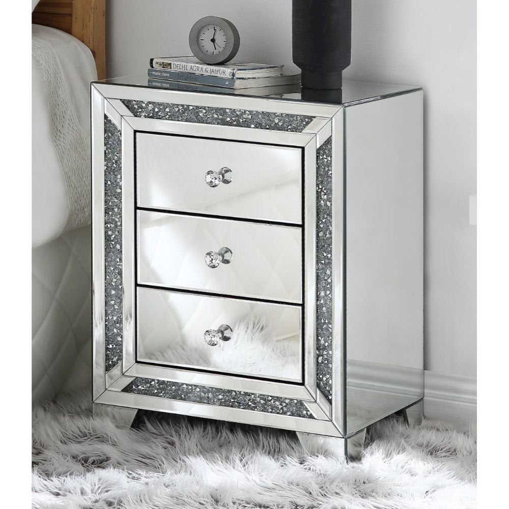 Noralie Accent Table, Mirrored & Faux Diamonds
