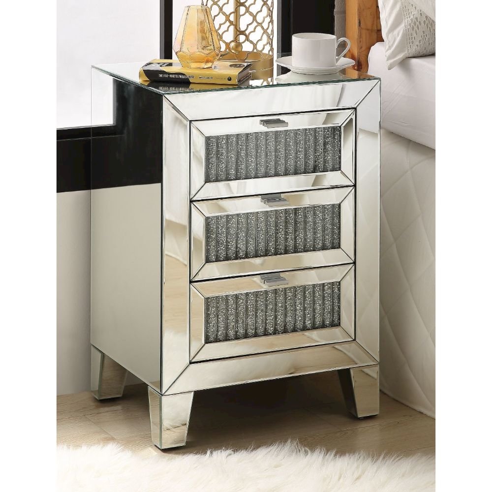 Noralie Accent Table, Mirrored & Faux Diamonds
