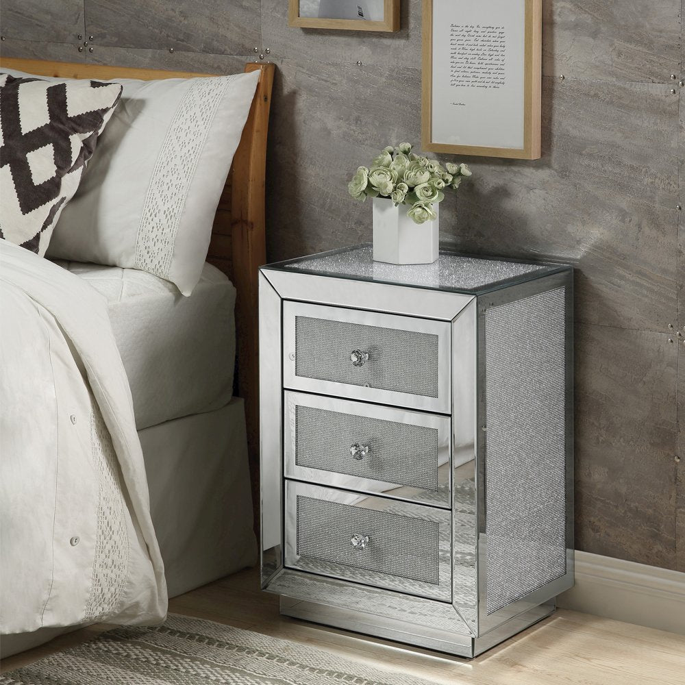 Noralie Accent Table, Mirrored & Faux Diamonds