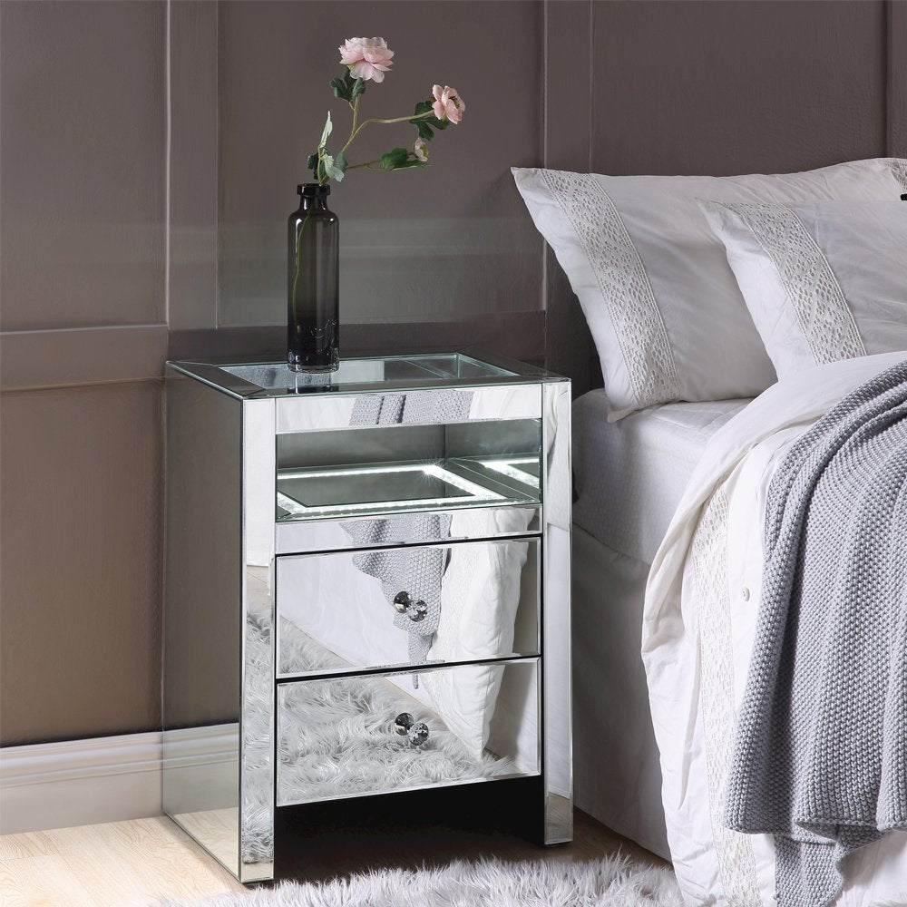 Dominic Accent Table w/LED, Mirrored