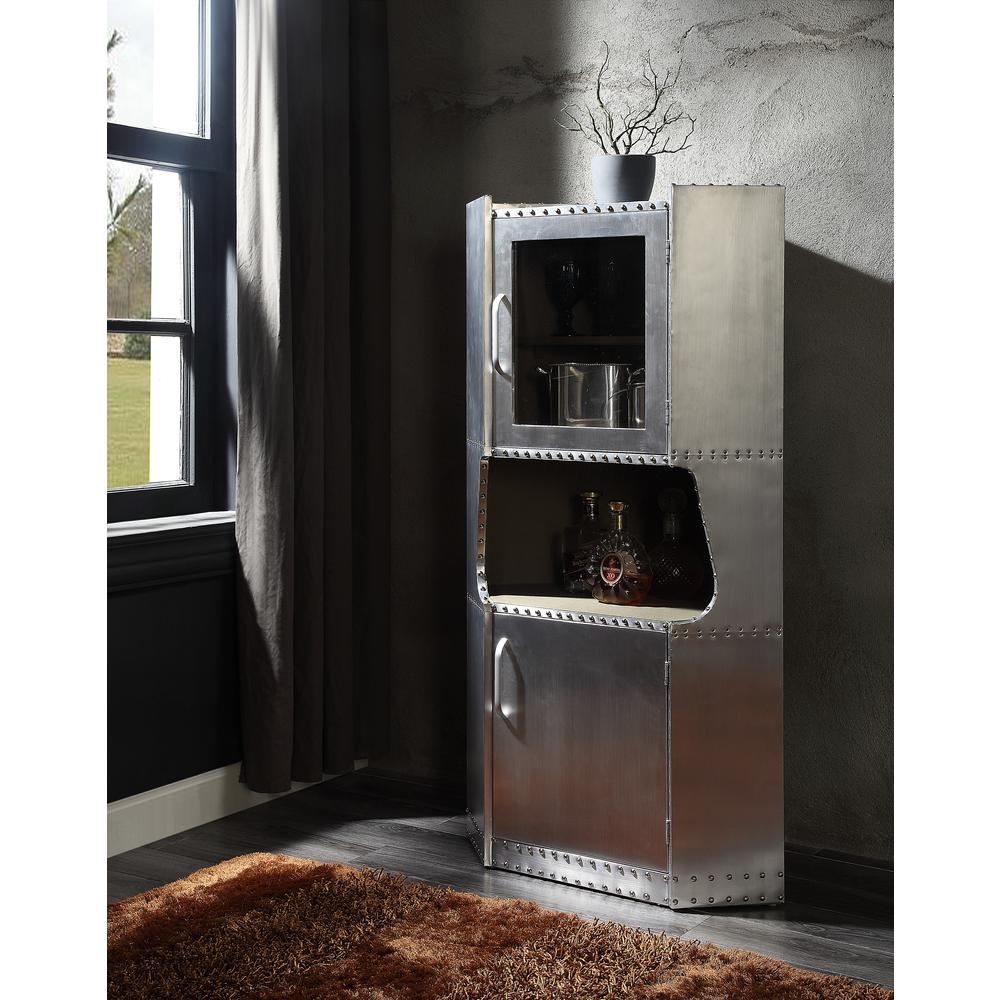 FurniFact Wardrobe Cabinet with and Composite Wood Frame, Aluminum