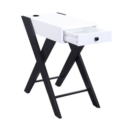Fierce Accent Table w/USB Port, White & Black