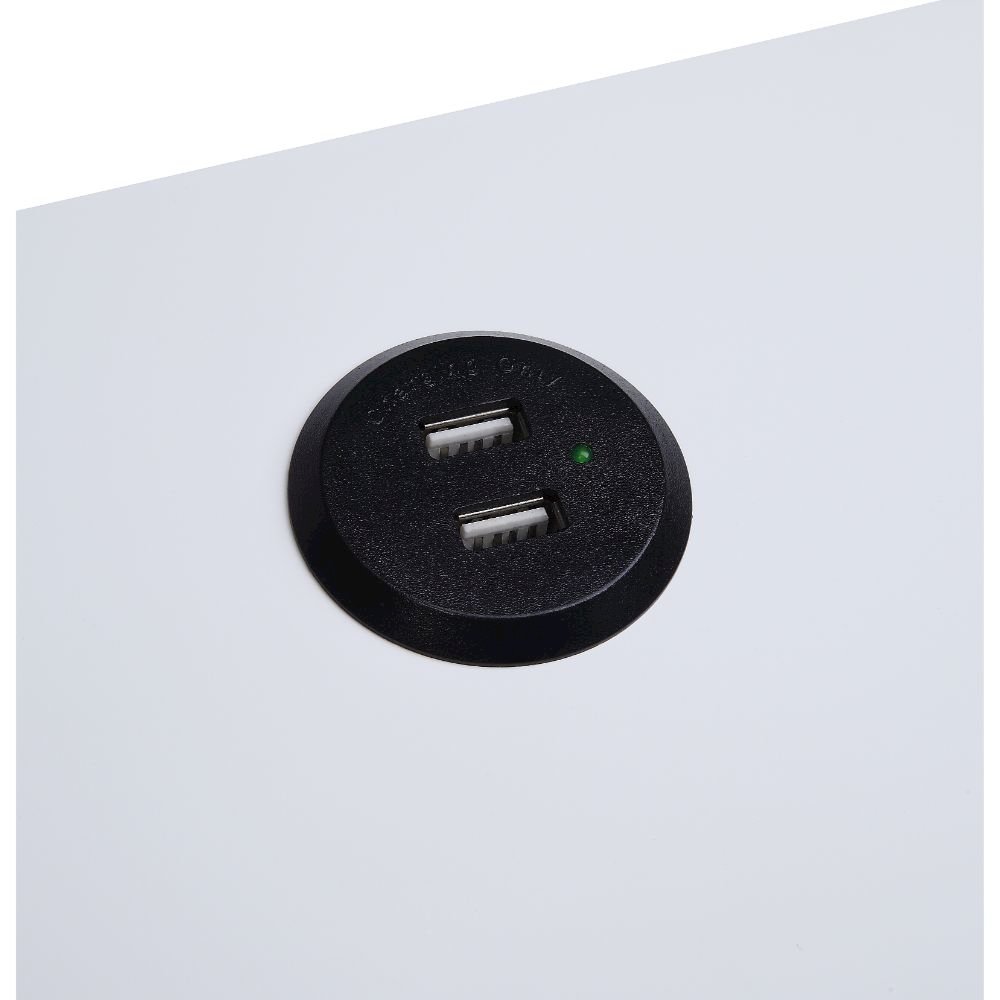 Fierce Accent Table w/USB Port, White & Black