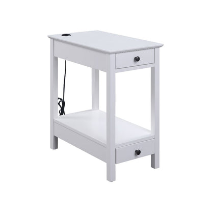 Byzad Accent Table w/USB Port, White