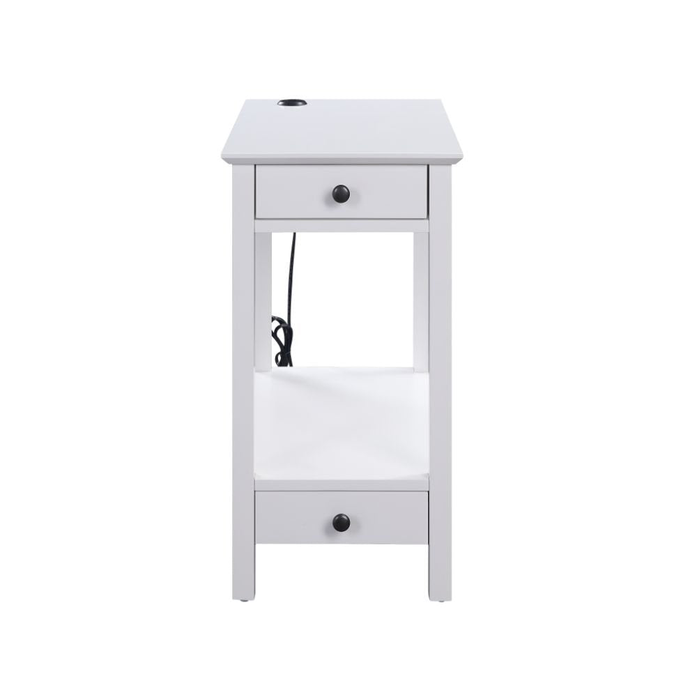 Byzad Accent Table w/USB Port, White