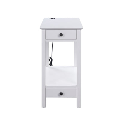 Byzad Accent Table w/USB Port, White