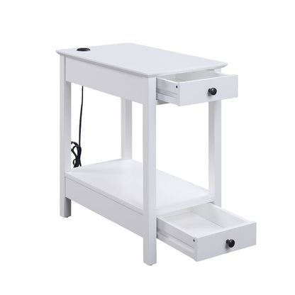 Byzad Accent Table w/USB Port, White
