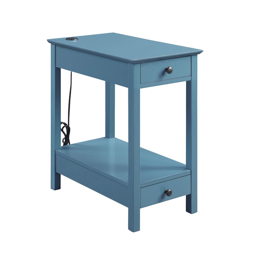Byzad Accent Table w/USB Port, Teal