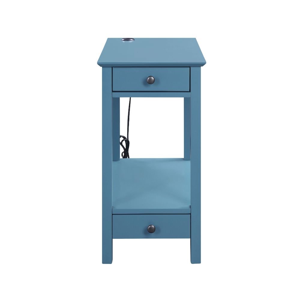 Byzad Accent Table w/USB Port, Teal