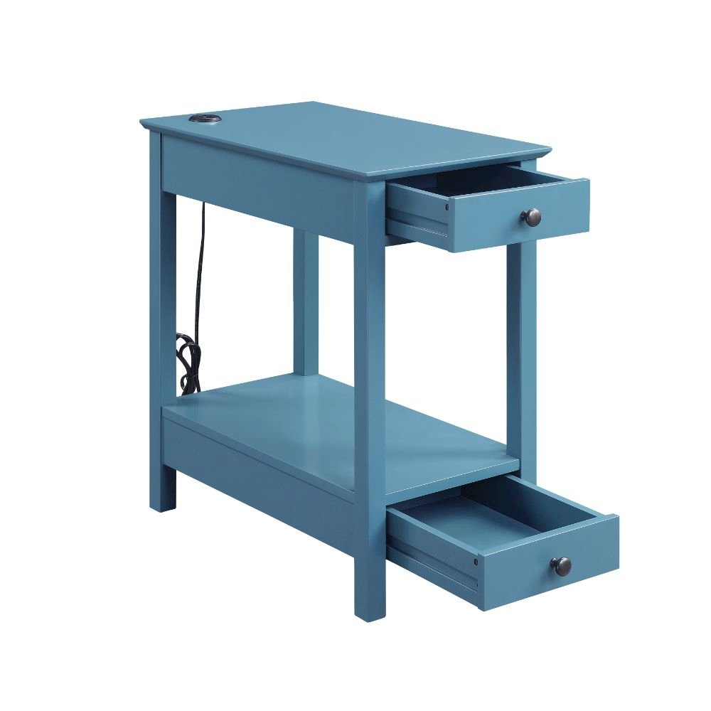 Byzad Accent Table w/USB Port, Teal
