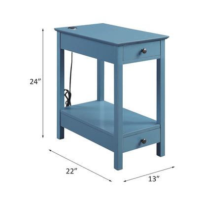 Byzad Accent Table w/USB Port, Teal