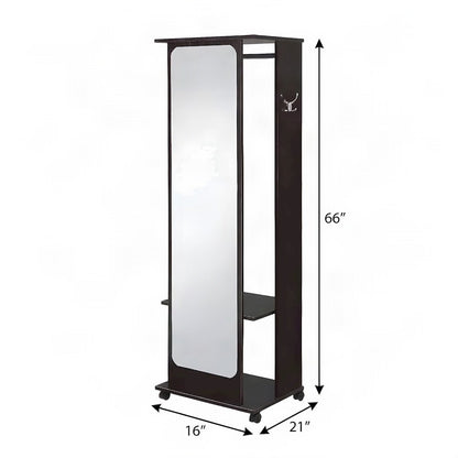 FurniFact Hall Tree with Coat Hooks, Open Shelves, and Storage, Espresso