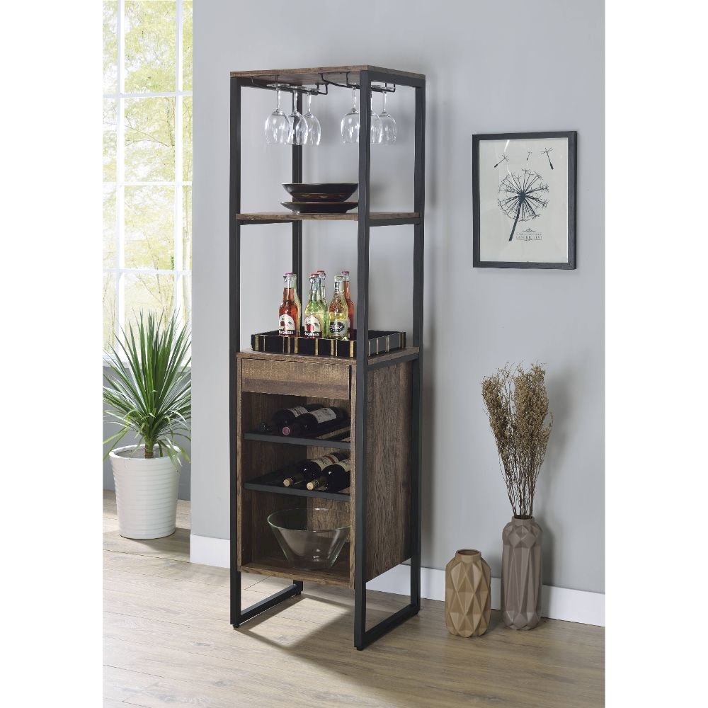 Narik Wine Cabinet, Weathered Oak