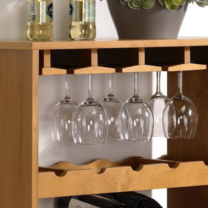 FurniFact Freestanding Wine Rack with Wood Veneer and Open Shelves, Oak