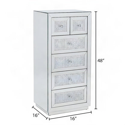 FurniFact Wardrobe Cabinet with Diamond Mirror Inlay, Faux Square Diamonds